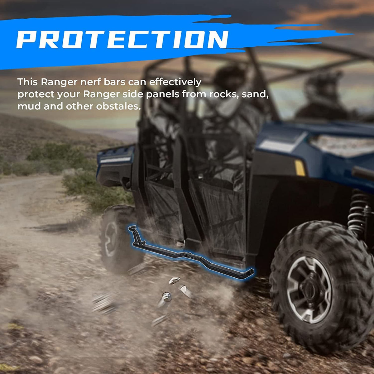 Ranger Nerf Bars Rock Sliders fit 2019+ Ranger Crew XP 1000 - Kemimoto