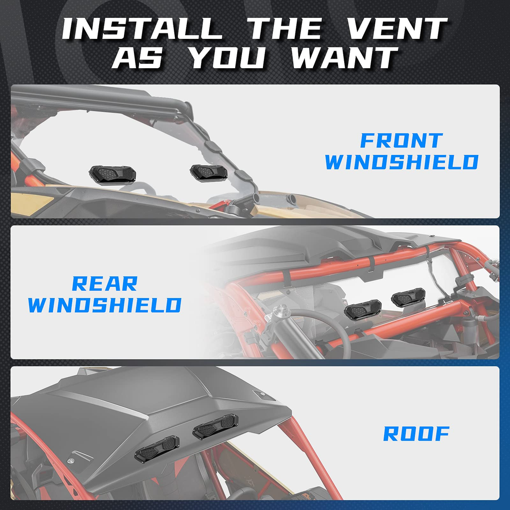 UTV Windshield Vent Kit Fits Polycarbonate Windshield - Kemimoto